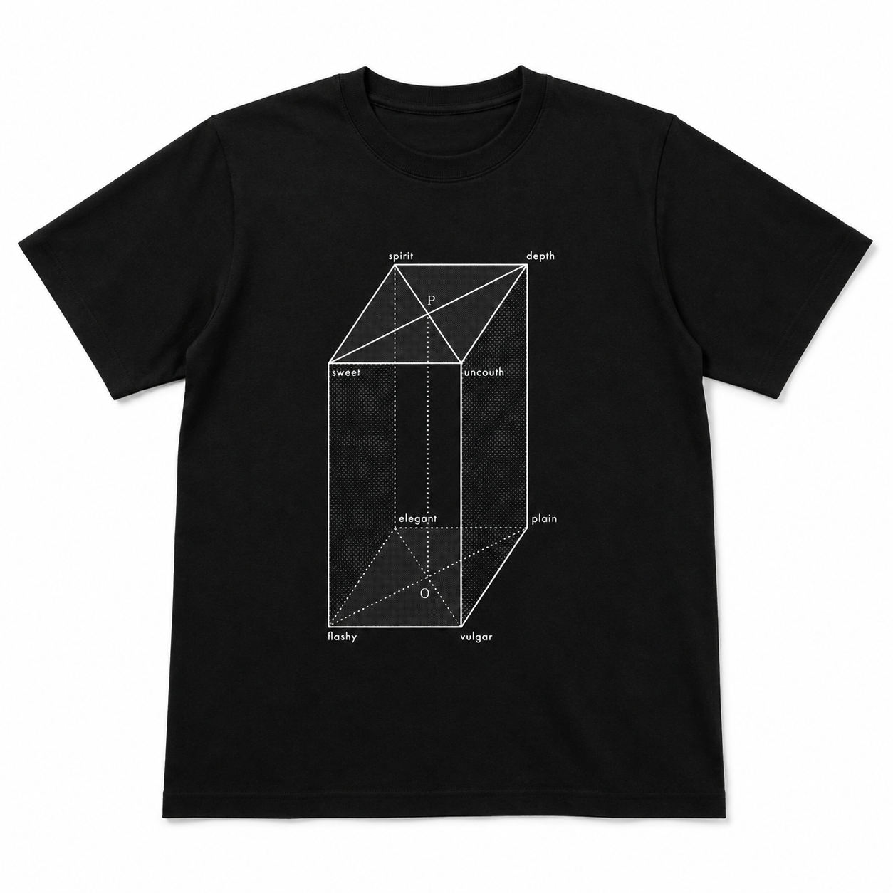粹〻 Tシャツ structure（ブラック）フロント―粋の構造の六面体